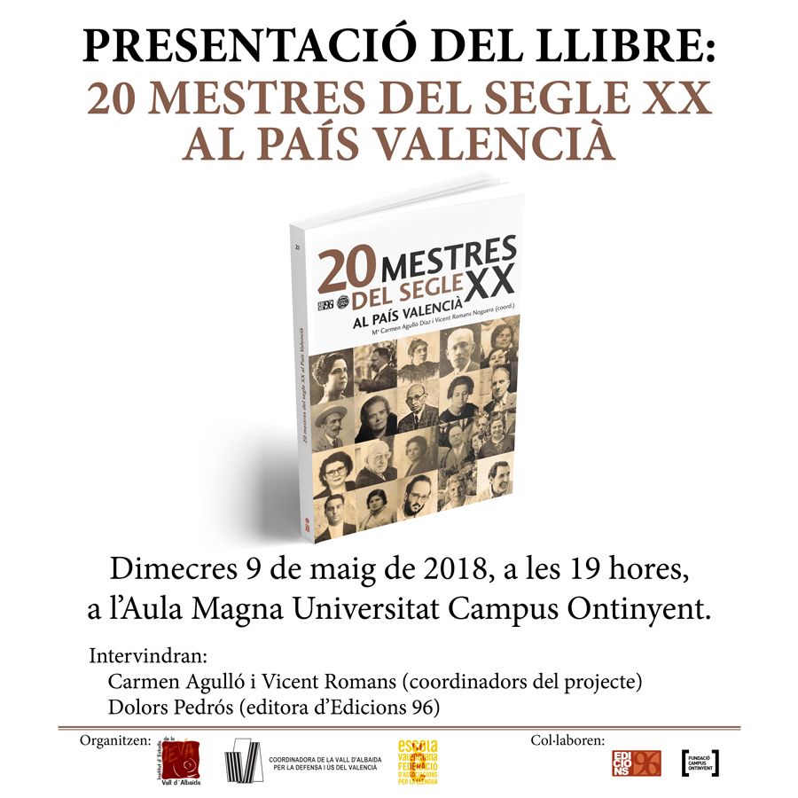 Presentació del llibre ’20 mestres del segle XX al País Valencià’