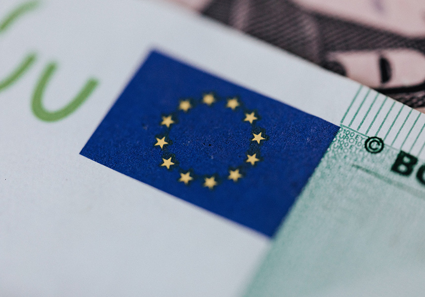 Papers with the European flag