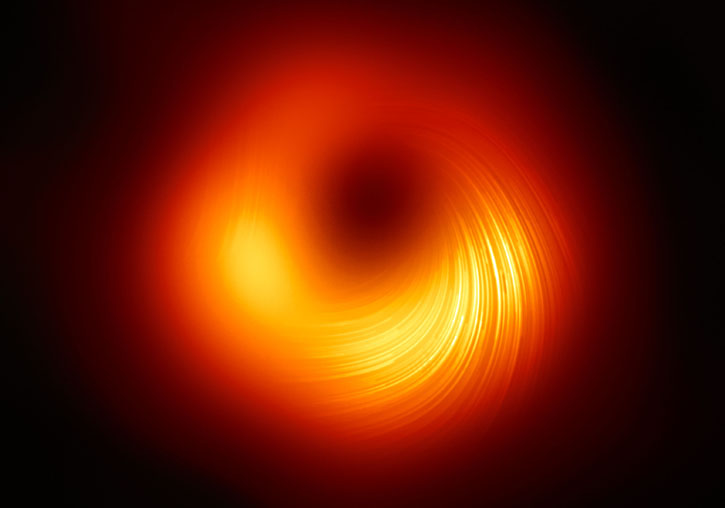 Imatge del forat negre supermassiu de M87 en llum polaritzada.