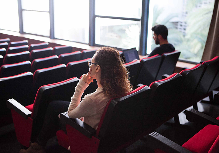 Students during a lecture in the Aula Magna.