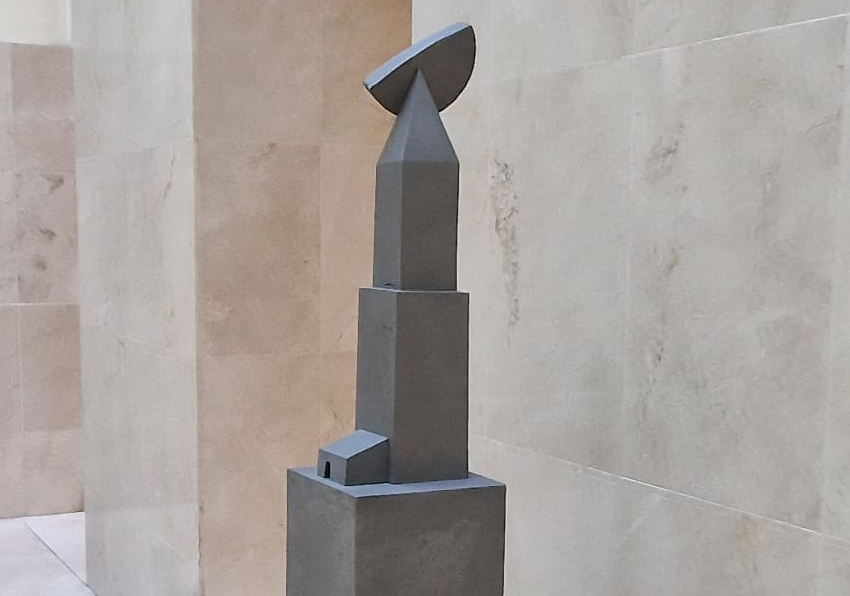 Aluminium sculpture. Totem with moon