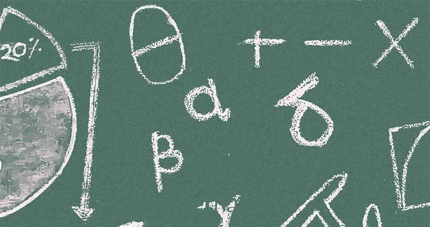 Blackboard with mathematical symbols