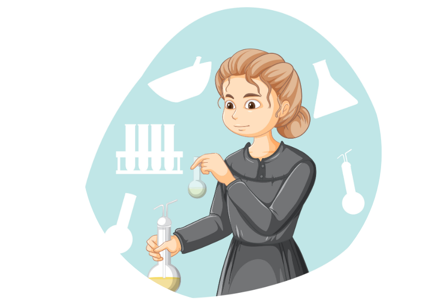 Il·lustració de Marie Curie.