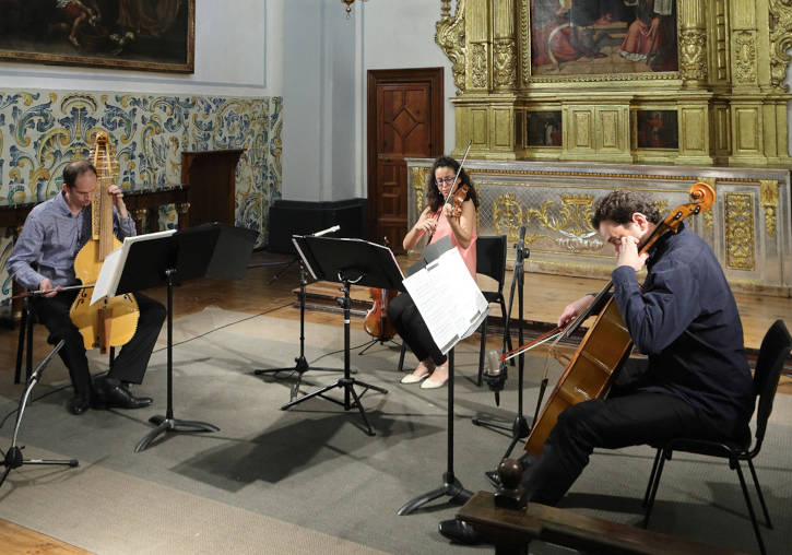 Un momento de la grabación del concierto de València Baryton Project a la Capella de la Sapiència de La Nau para Serenates 2020.