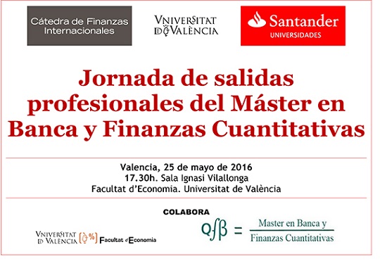 Cartel sobre la jornada de salidas profesionales del Máster de Banca y Finanzas Cuantitativas