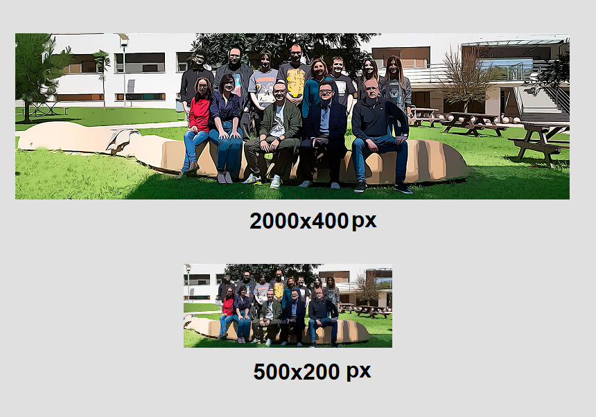 Captura de la mateixa imatge a dos grandàries diferents.