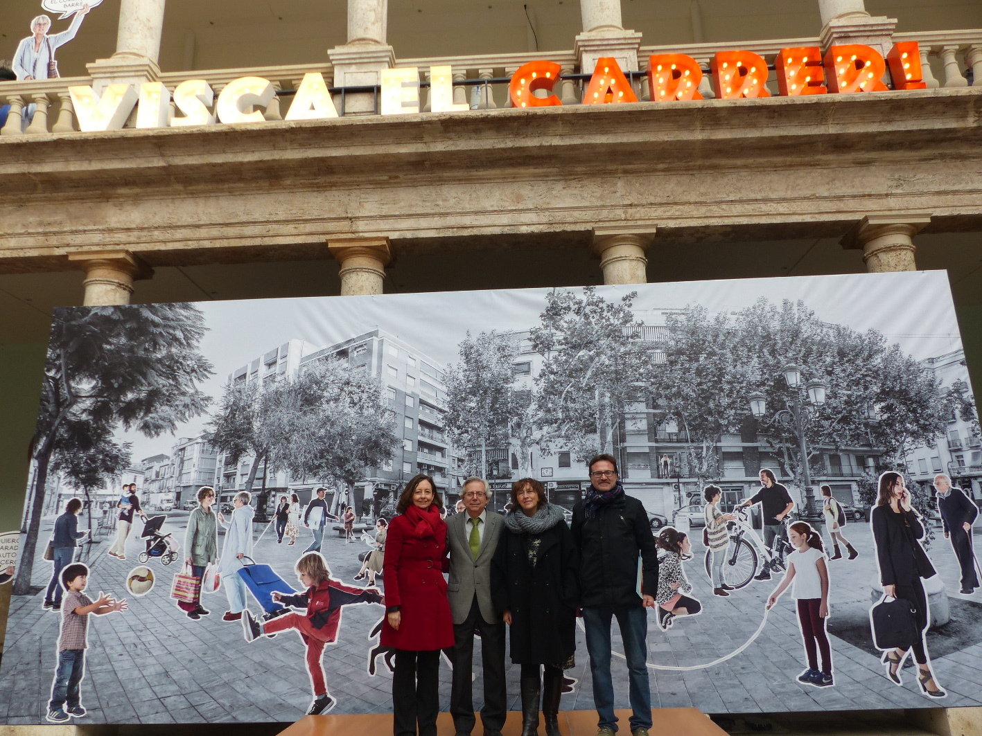 Marta Román, Antonio Ariño, Begoña Pernas i Giuseppe Grezzi al Claustre de La Nau.