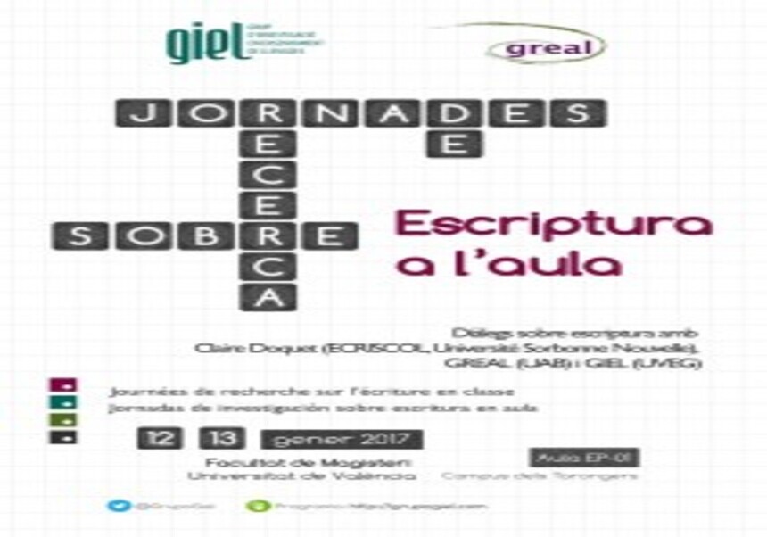 Jornades d'investigació sobre escriptura a l'aula (UVEG, 12 i 13 de gener de 2017)
