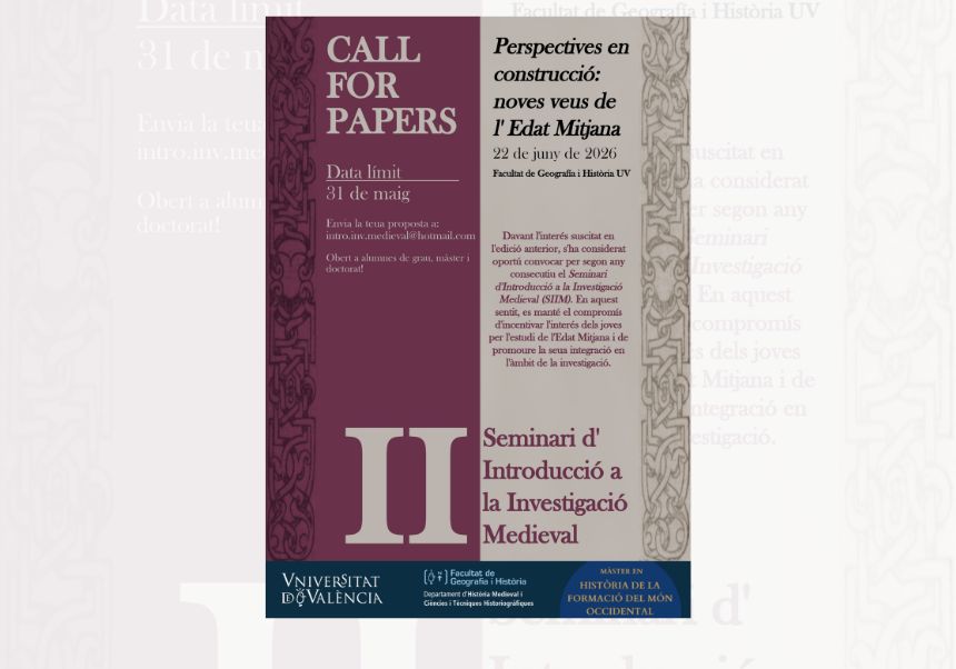 Imatge del esdeveniment:Call for Papers per al II Seminari d'Introducció a la Investigació Medieval