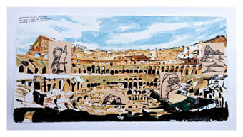 Fernando Renes. ‘Colisseum’, 2014. Collage sobre papel, tinta y acrílico, 113 x 226 cm.