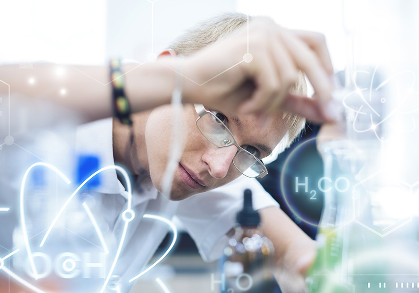 There is a person working in a laboratory