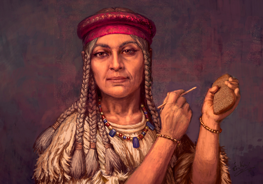 Ilustación de mujeres y escritura