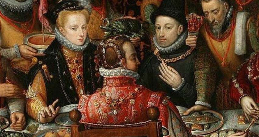 Detalle de cuadro, gente comiendo