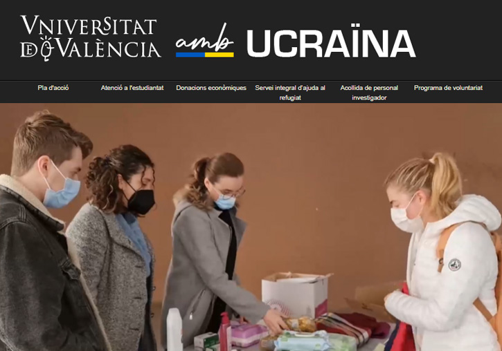La Universidad lanza una web para coordinar las iniciativas del plan de acción “La Universitat de València con Ucrania”