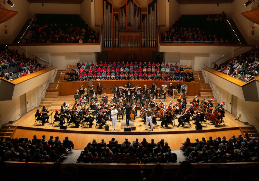 Panoràmica del Concert de Nadal de l'OFUV al Palau de la Música 2025. FOTO: Universitat de València.