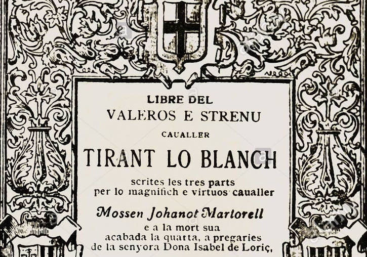 Fragment de la portada original del 'Tirant lo Blanch' publicada a Barcelona a finals del segle XIX.