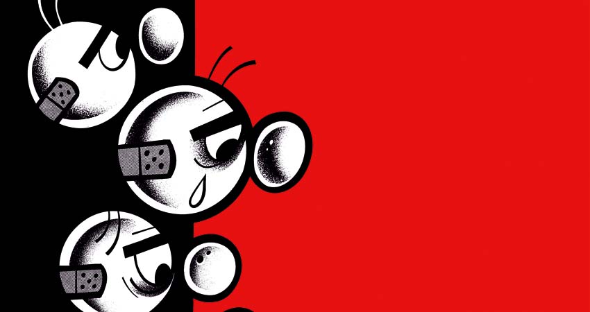 Detall del cartell, representació del procés de morir