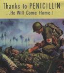 Old advertising poster announcing penicillin