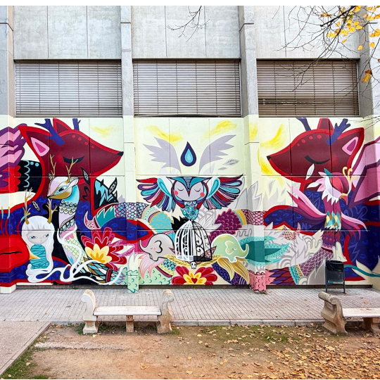 Mural con dibujos de animales