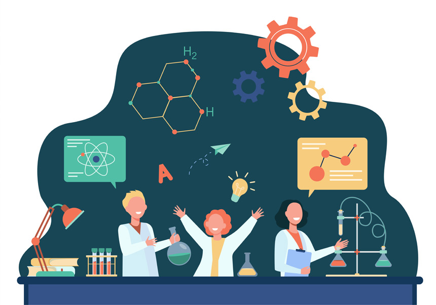Researchers doing science communication.