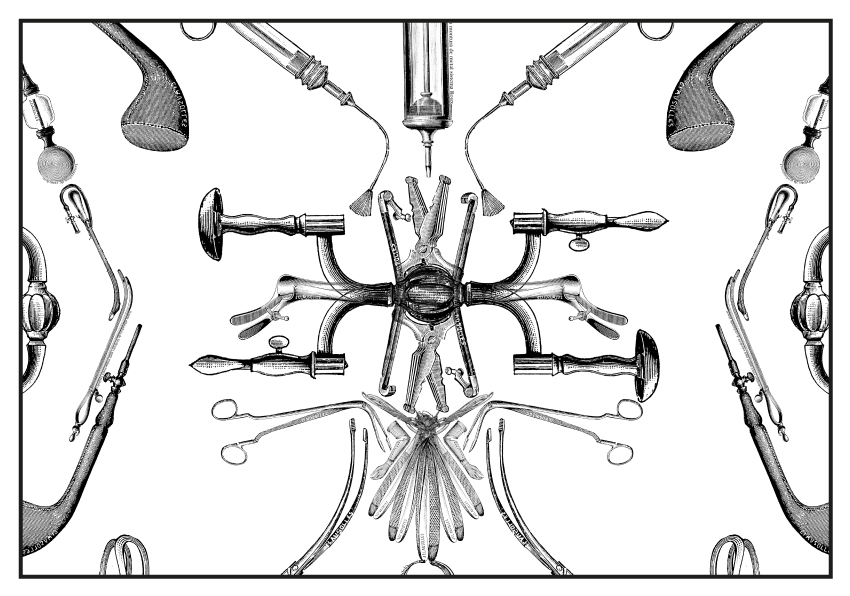 Image of a figure made with medical instruments