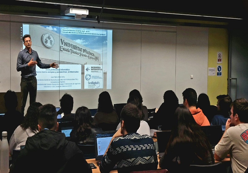 Representantes del COIICV imparten seminarios de ética y peritaje en la ETSE-UV