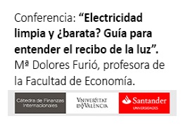 Conferència “Electricitat neta i barata? Guia per a entendre el rebut de la llum” de la professora del Departament d'Economia Financera i Actuarial María Dolores Furió.