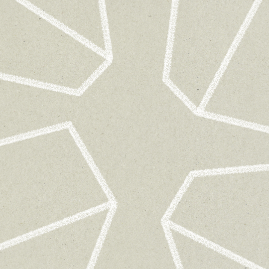 Abstract drawing with white lines on an ochre background