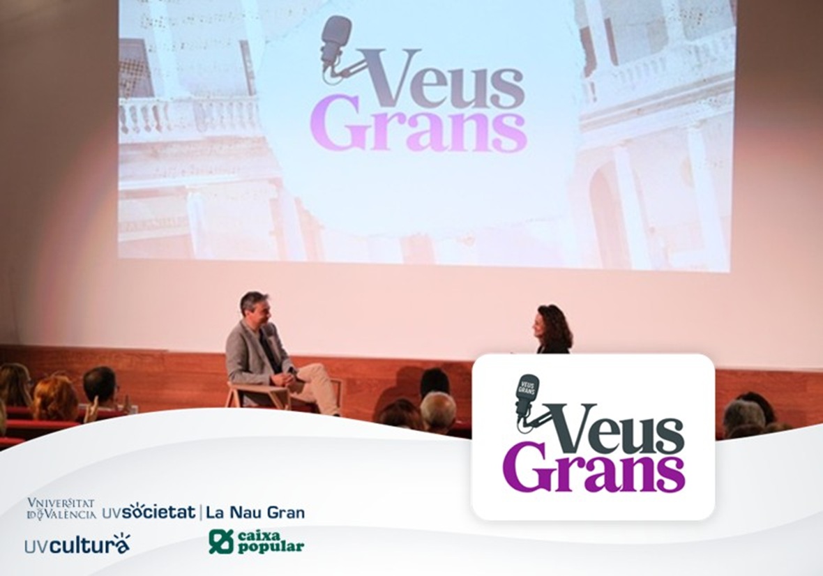 El vicerector de Cultura, Esports i Vincle Social, Albert Moncusí, i la periodista Elena Morales