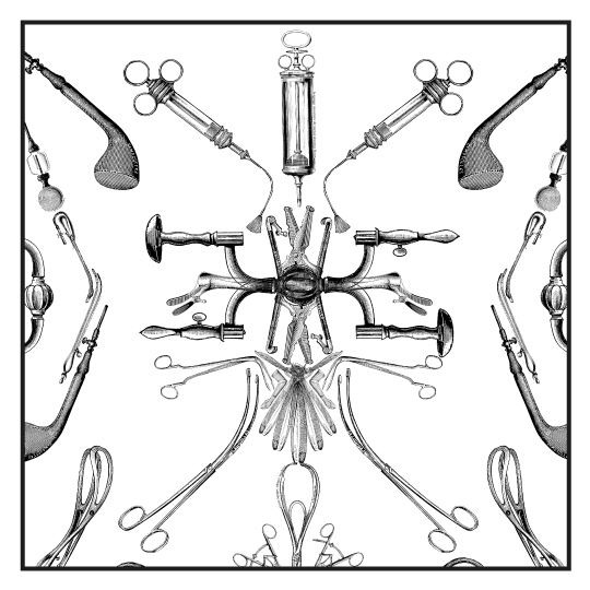 Image of a figure made with medical instruments