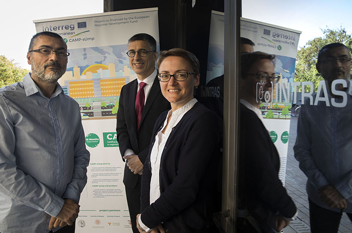 De izquierda a derecha, los investigadores Pedro Valero (Universitat de València), George Yannis (Universidad Técnica de Atenas NTUA) y María Attard (Universidad de Malta).