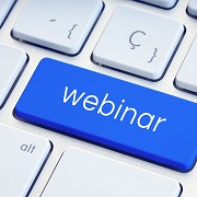 Teclado de un ordenador con la palabra webinar.