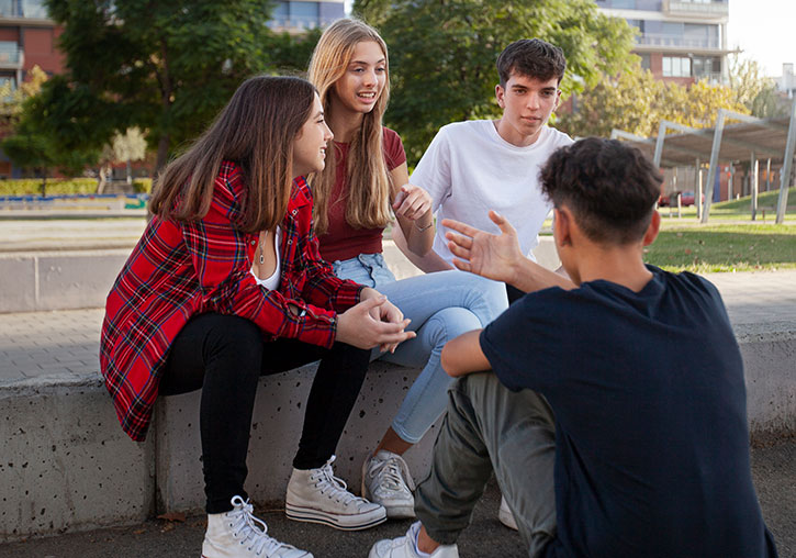 Teenagers in the park.