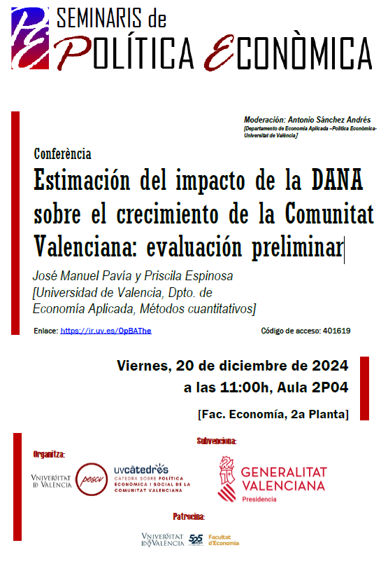 Estimación del impacto de la DANA sobre el crecimiento de la Comunitat Valenciana: evaluación preliminar