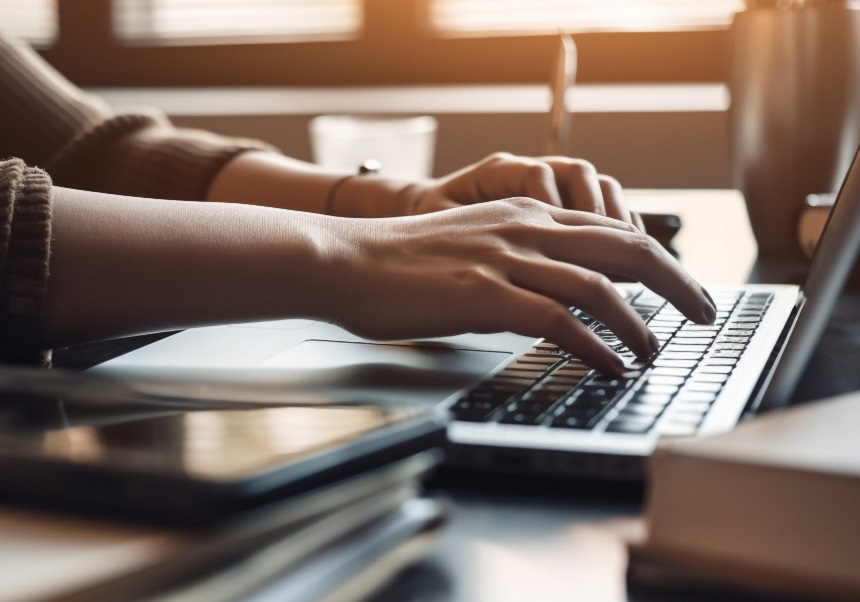 Person typing on a computer
