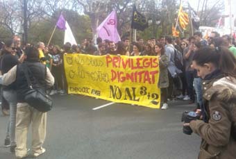 Pancarta que obria la manifestació.