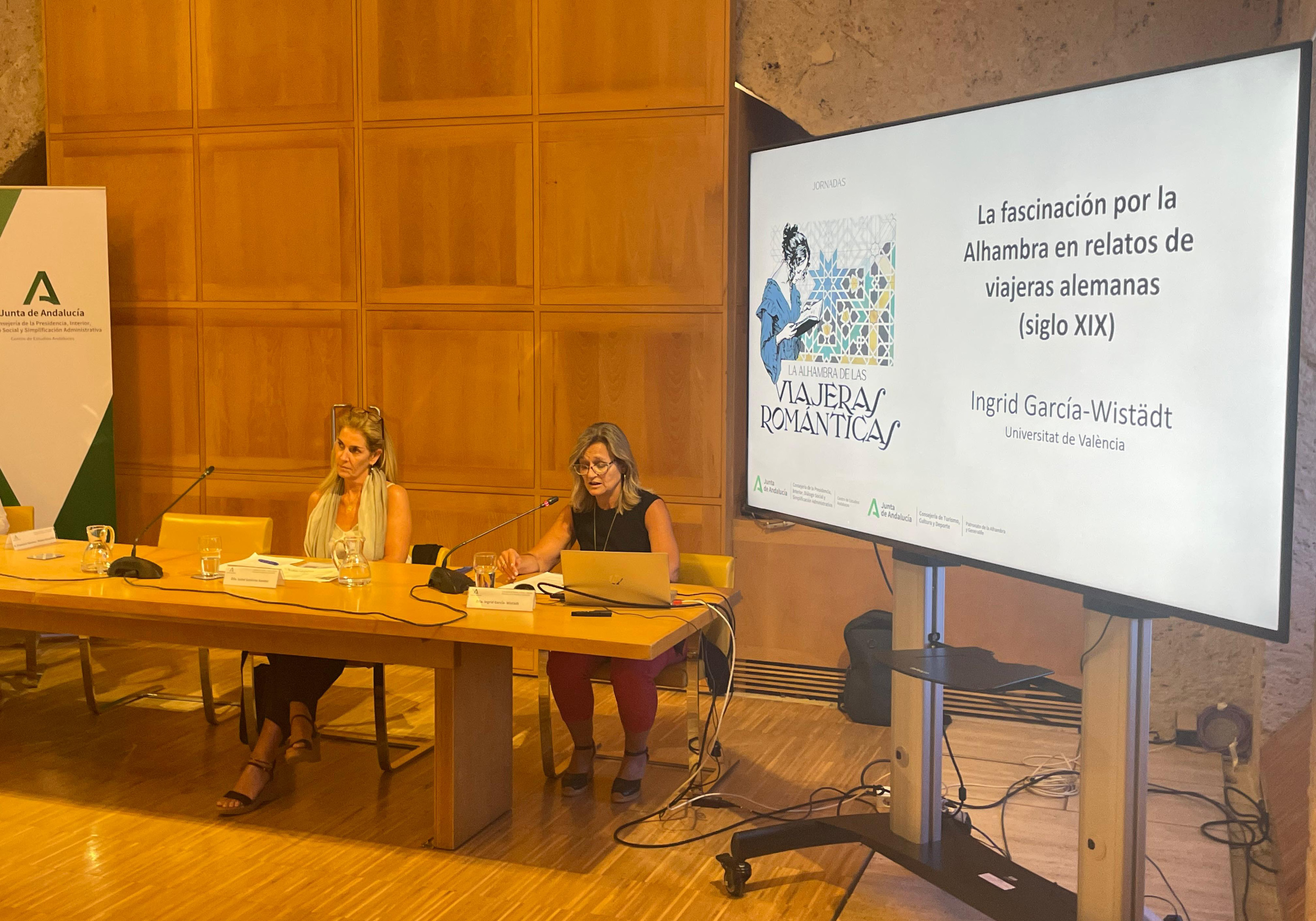 Isabel Guti&eacute;rrez Koester and Ingrid Garc&iacute;a-Wist&auml;dt during the conference