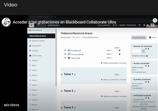 Acceder a las grabaciones en Blackboard Collaborate Ultra