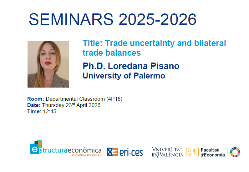Seminars 2025 -2026.  23th April, 4P18, 12:45h. Loredana Pisano: 
