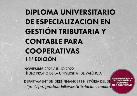 El Aula Empresocial convoca 7 becas para la XI edición del Diploma de Especialización en Gestión Tributaria y Contable para Cooperativas