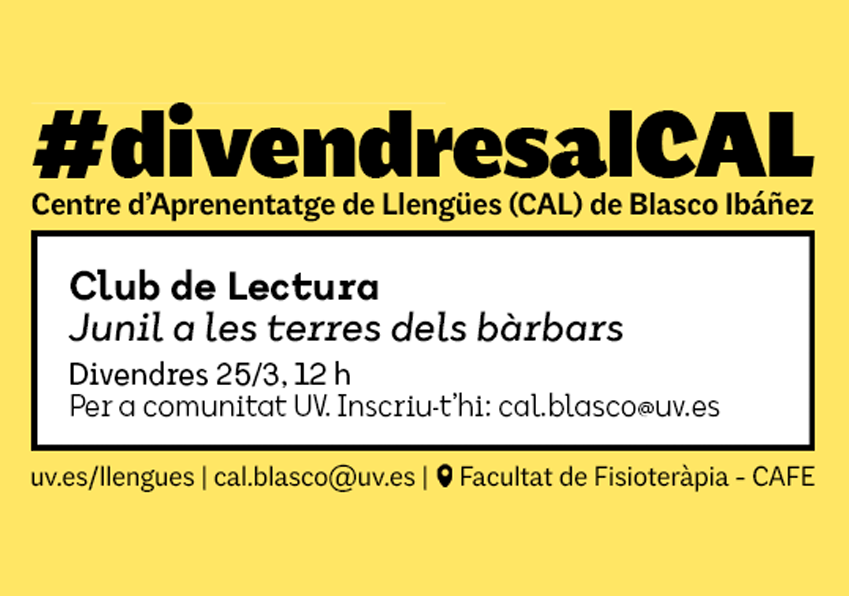 Nova sessió del Club de Lectura del CAL de Blasco Ibáñez al març [25/3, 12 h]