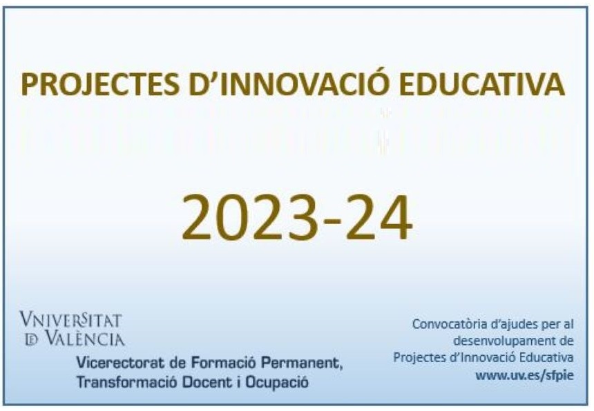 Poster with the phrase “Teaching Innovation Projects for the academic year 2023-24”.
