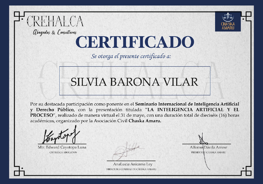 Presentation certificate