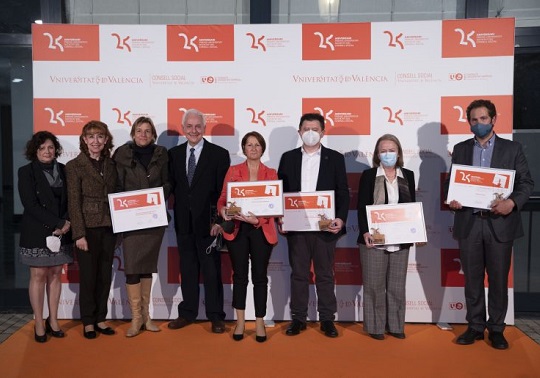 Photo during the 25th edition of the University-Society Awards of the Board of Trustees of the Universitat de València