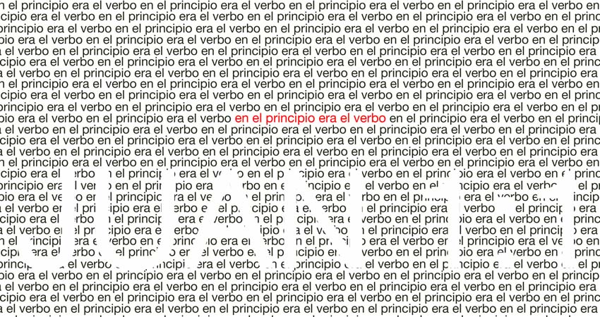 Detail of the poster with the phrase En el principio era el verbo (In the beginning was the verb)