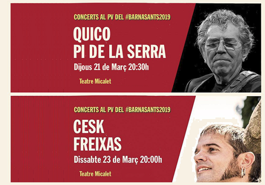 Quico Pi de la Serra y Cesk Freixas en el Teatre Micalet (21/3 y 23/3)