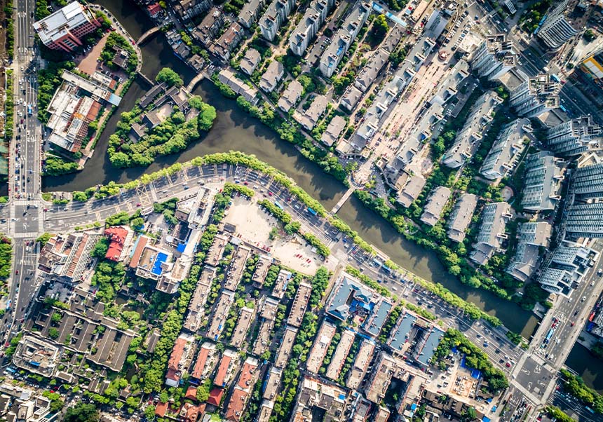 Vista aérea de un terreno