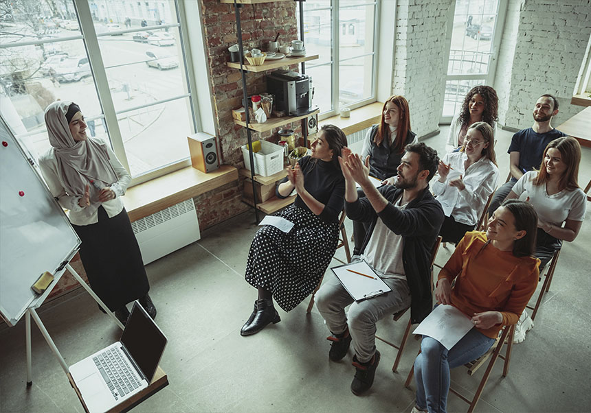 People in a talk