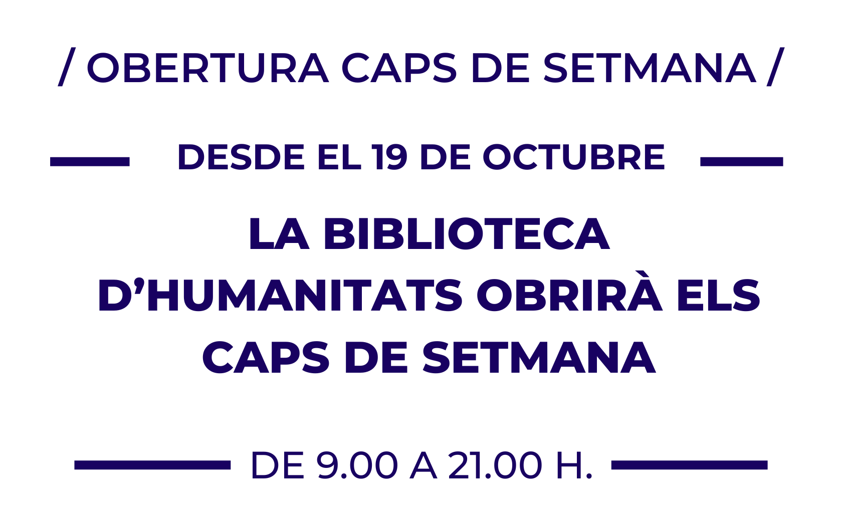 Horari caps de setmana