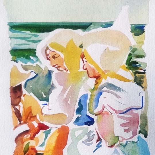 Detalle del cartel. Dos mujeres y un hombre